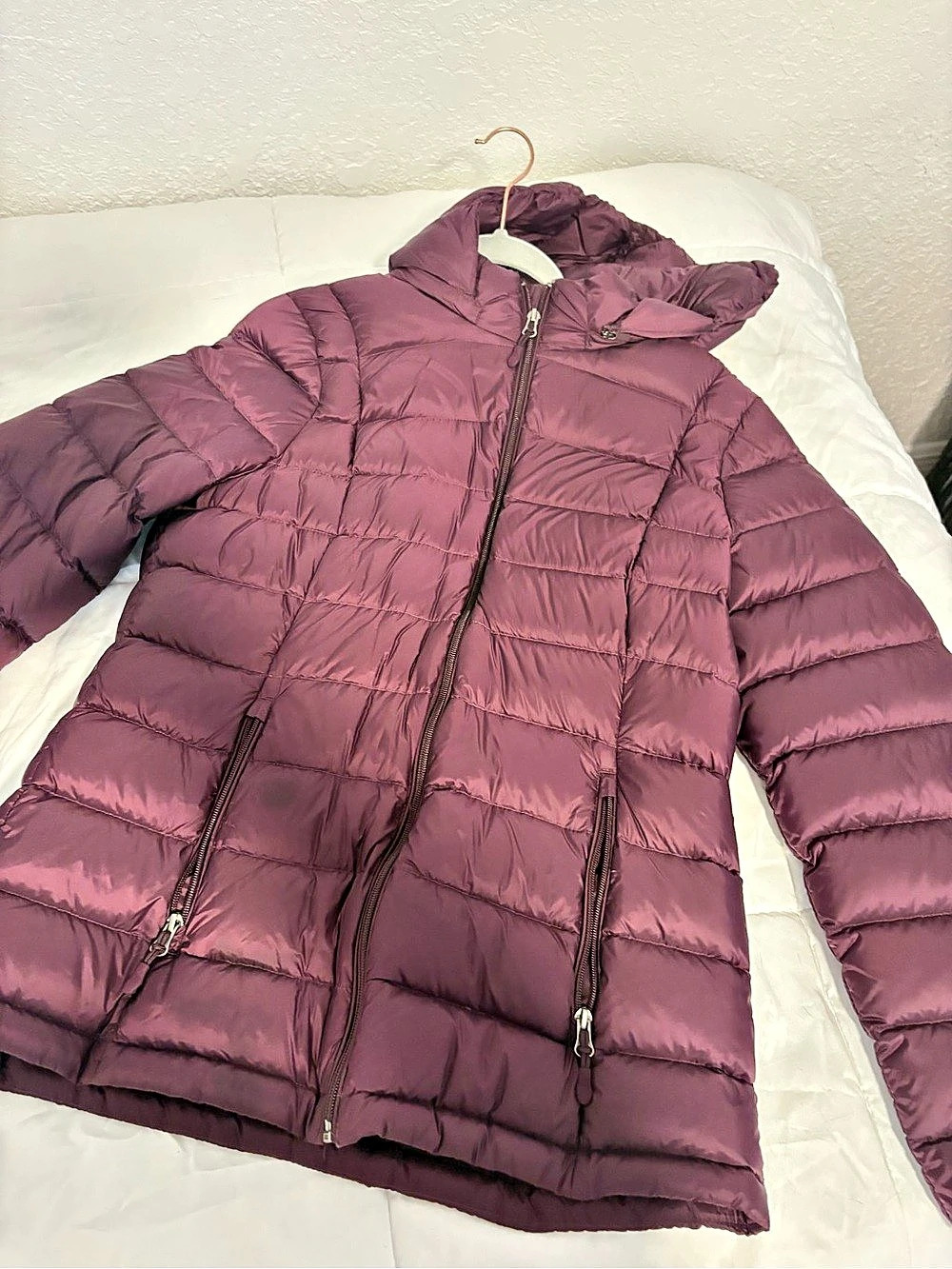Charter Club Packable Hooded Puffer Coat Purple Large